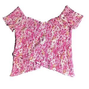 NWT BB Dakota Steve Madden Woman's Bright Rose Floral Compass Smocked Top Size M